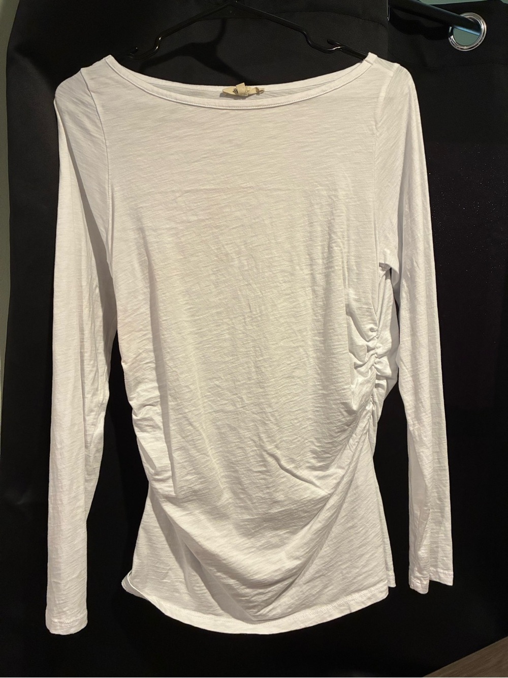Madewell White Long-Sleeve Side-Ruched Tee